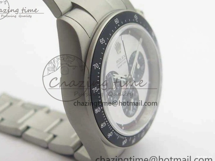 1225 Daytona Newman Sandblasted SS White Black Dial On SS Bracelet A Functional 3522